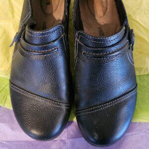 Black Leather Clarks Loafers
